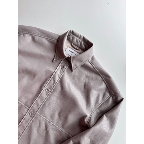 Aritzia BABATON Pelli Hip Opal Grey Vegan Leather Cropped Shirt Jacket, Size XS - Picture 6 of 15